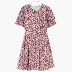 NWT Madewell Collared Puff-Sleeve Mini Dress in Piccola Floral (Pale Dawn)